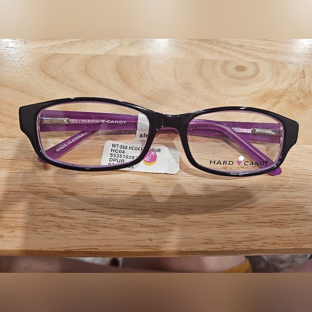 NWT$68 Hard Candy purple heart glasses 53-16□135
